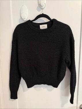 Wilfred Black Chunky Ribbed Crewneck Sweater